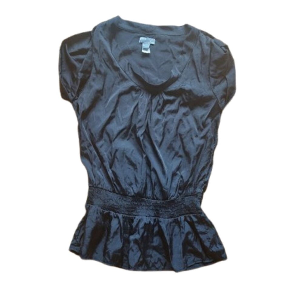 Black Satiny Top Size Small  ---